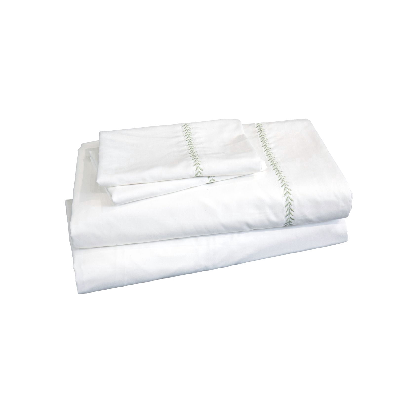 Pyxie Home Cottage 4-Piece Green Leaf Embroidery Sheet Sets, Full ...
