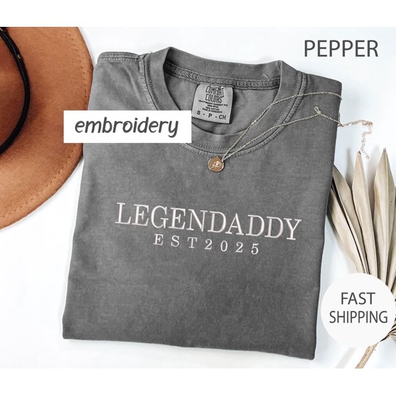 Embroidered Legendaddy Established Shirt,Dad Shirt, Garment Dyed Shirt, Daughter Gift from Dad
