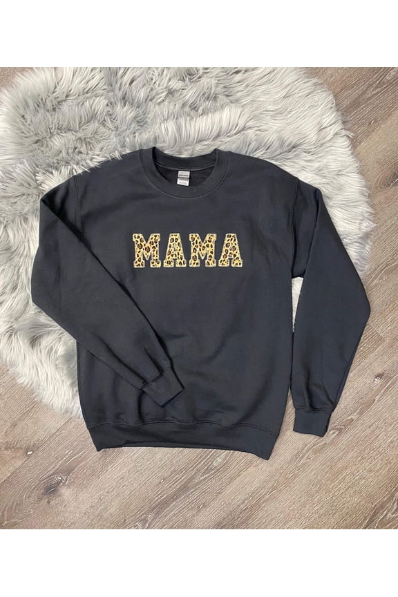 Embroidered Leopard MAMA Sweatshirt