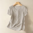 thumbnail image 1 of Embroidered Linen Shirts Tunic Blouse Bohemian Tops T Shirts Trendy Retro Embroidered Teacher Loose Tunics Lace Solid Blouses Boho Tops Embroidered Cotton Linen Tops Beige 3XL, 1 of 7