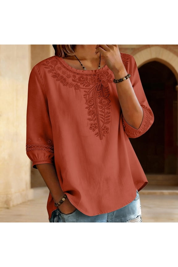 Embroidered Linen Tops Cotton Embroidered Tops Flowy Embroidered Tops Floral Embroidered Top Mexican Style Tops Boho Floral Shirt Loose T Shirt Cotton Shirts Women Peasant Boho Grey M