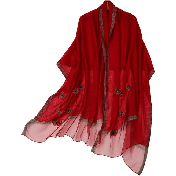 Embroidered Long Scarf Lightweight Wrap for Evening Party Fashion Pashmina Shawl Wraps for Women Formal