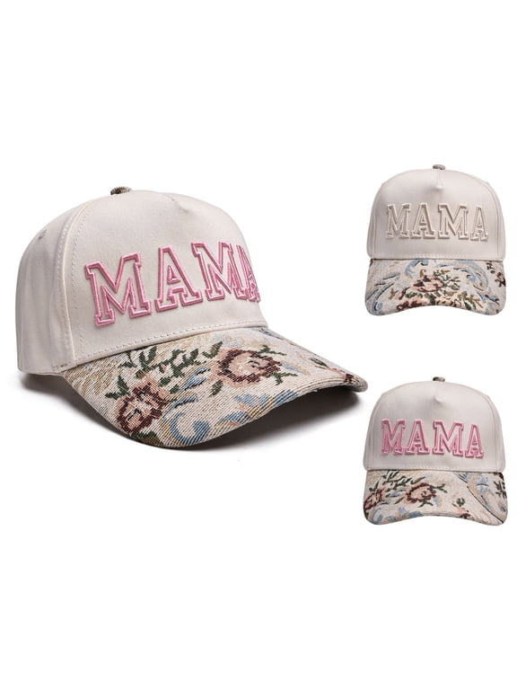 Embroidered MAMA Trucker Hat for Women Adjustable Brim Cute Mother's Sun Cap