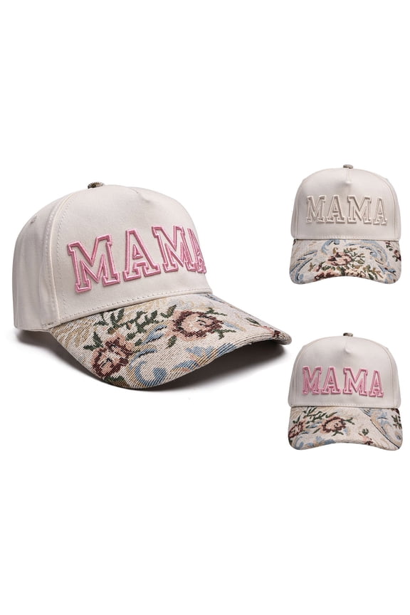 Embroidered MAMA Trucker Hat for Women Adjustable Brim Cute Mother's Sun Cap