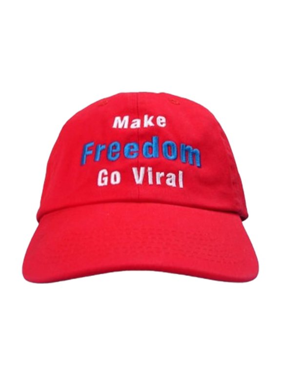 Embroidered 'Make Freedom Go Viral' Hat – 100% Bio-Washed Chino Cotton Twill, Adjustable Self-Fabric Strap with Brass-Toned Tri-Glide Buckle, Pre-Curved Visor