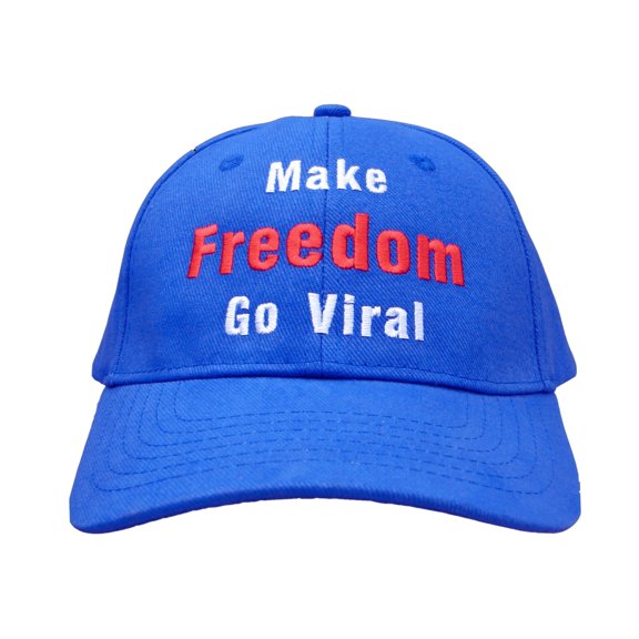 Embroidered 'Make Freedom Go Viral' Hat – 100% Bio-Washed Chino Cotton Twill, Adjustable Self-Fabric Strap with Brass-Toned Tri-Glide Buckle, Pre-Curved Visor