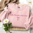 thumbnail image 1 of Embroidered Make Heaven Crowded Christian Crewneck Sweatshirt, Coquette Bow Faith Jesus Hoodie, Religious T-Shirt, Christian Apparel, 1 of 5