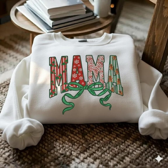 Embroidered Mama Christmas Sweatshirt, Christmas Mom Shirt, Christmas Mama Shirt, Mama Claus Shirt, Holiday Mom Shirt, Family Christmas Mom