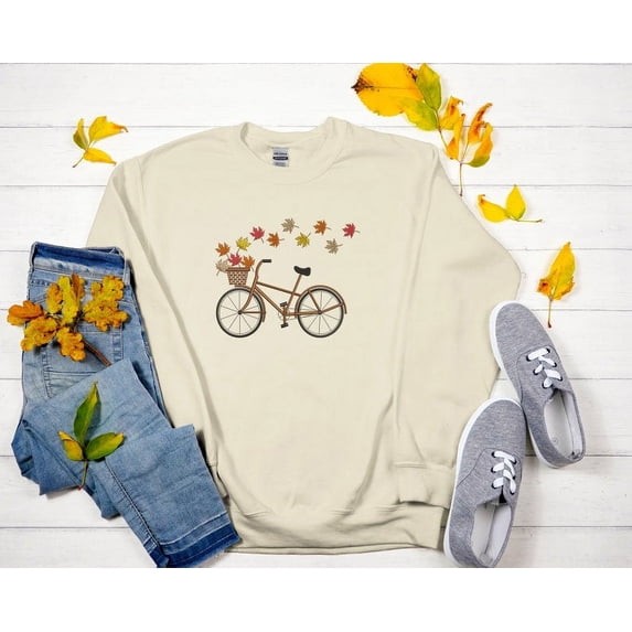 Embroidered Maple Leaves Bicycle Sweatshirt