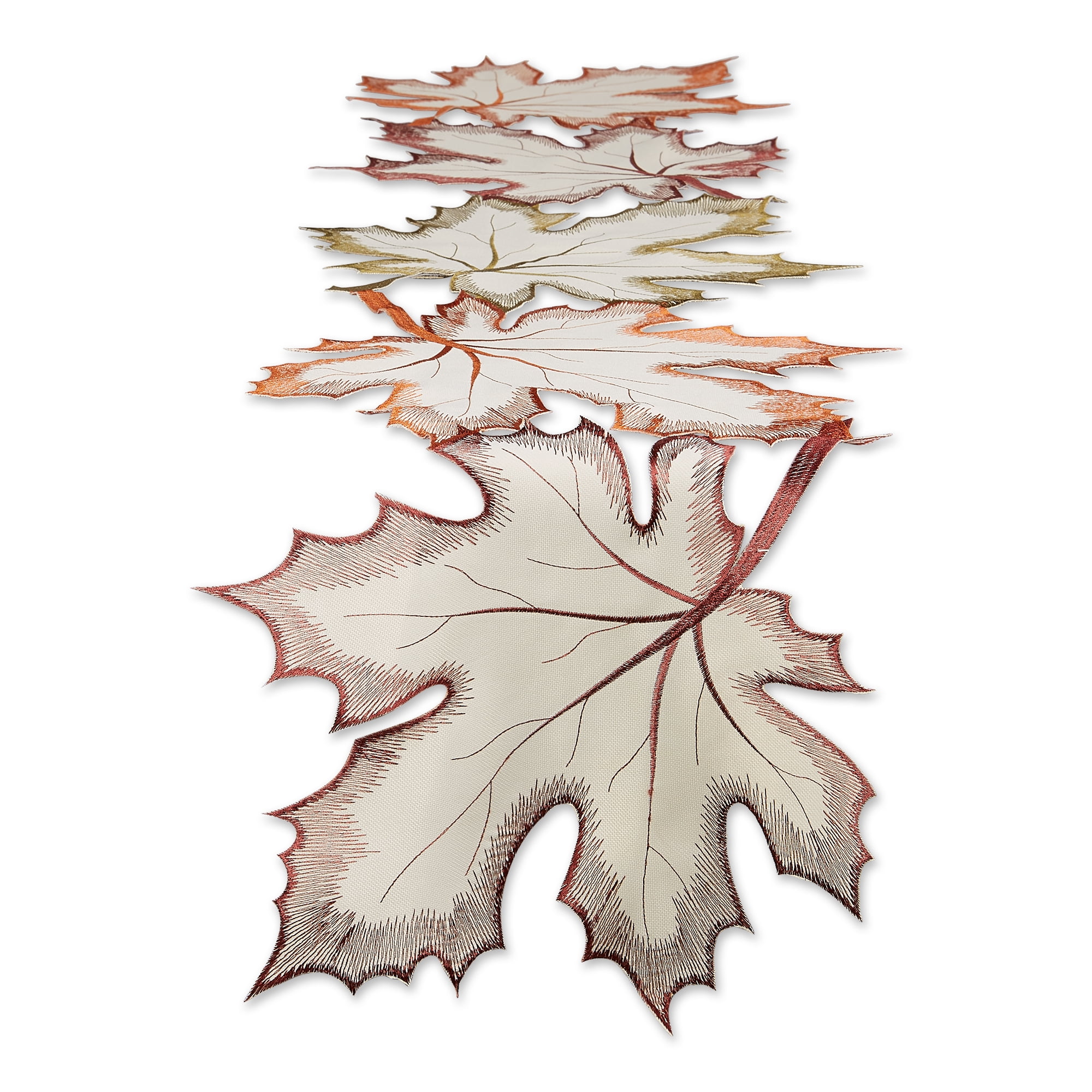 Embroidered Fall Leaves Polyester Table Runner, 14" x 60"