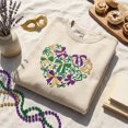 thumbnail image 1 of Embroidered Mardi Gras Coquette Bow Sweatshirt, Mardi Gras Shirt,Mardi Beads Louisiana Festival Sweater ,New Orleans Carnival Bow Crewneck, 1 of 4