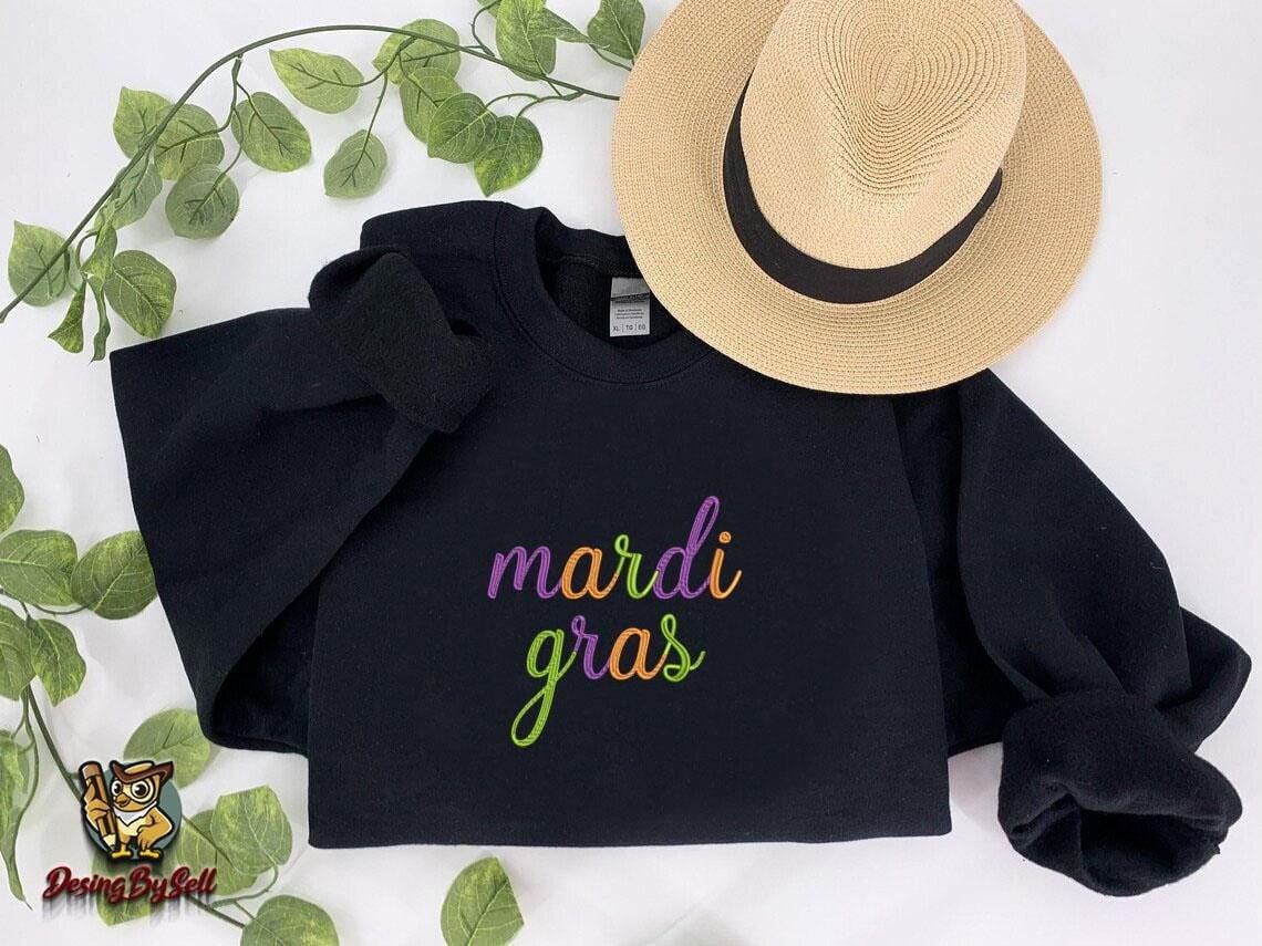 Embroidered Mardi Gras Sweatshirt,Mardi Gras Gift,Women Embroidery ...