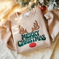 thumbnail image 1 of Embroidered Merry Christmas Reindeer Sweatshirt Reindeer Shirt Christmas Family Shirt Christmas Shirt Merry Christmas Shirt Christmas Gifts, 1 of 5