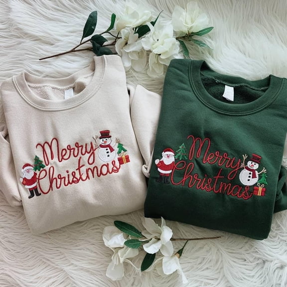 Embroidered Merry Christmas Sweatshirt, Embroidered Cozy Christmas Coquette Crewneck, Matching Family Sweatshirts, Embroidered Gifts