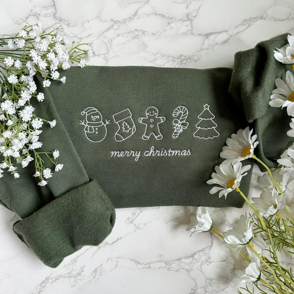 Embroidered Merry Christmas With Unique Symbols Sweatshirt