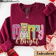thumbnail image 1 of Embroidered Merry and Bright Nutcracker Sweatshirt, Whimsical Christmas Sweater, Colorful Holiday Crewneck, Nutcracker Gift For Her, 1 of 4