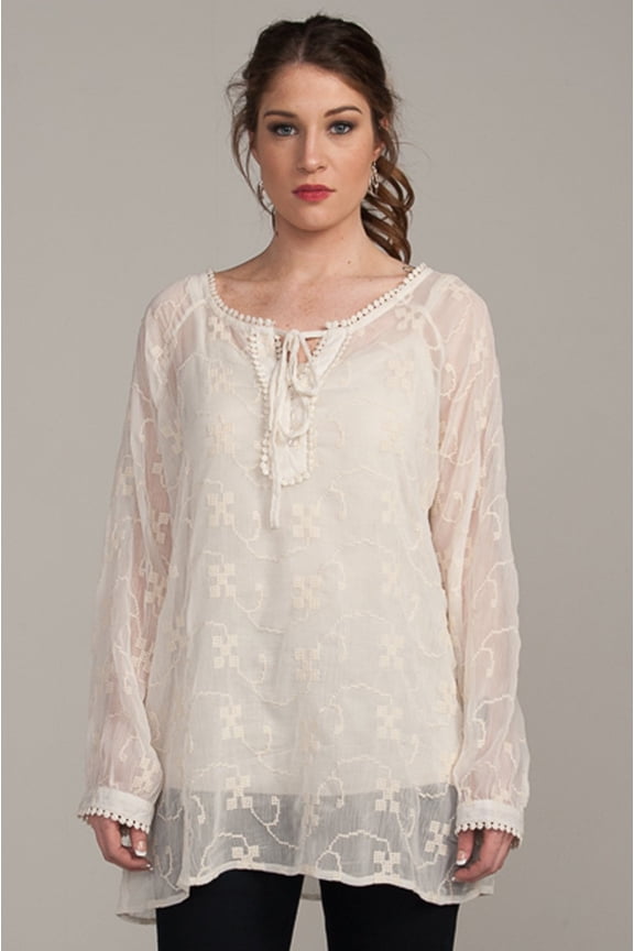 Embroidered Mesh Top