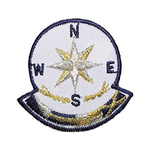 Embroidered Metallic Gold Silver Navy Sailor Compass Iron On Patch Applique