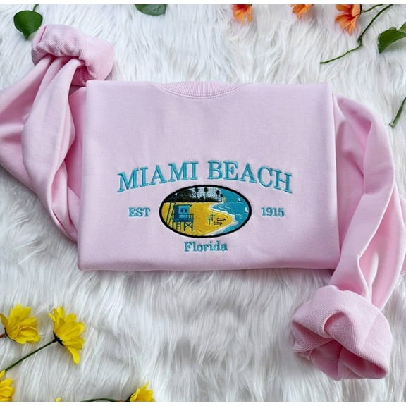 Embroidered Miami Beach Sweatshirt