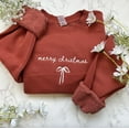 thumbnail image 1 of Embroidered Minimal Merry Christmas Sweatshirt Christmas Coquette Christmas Bow Sweater Personalized Embroidered Holiday Sweater, 1 of 4