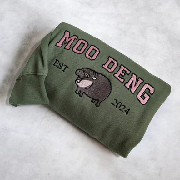 Embroidered Moo Deng Sweatshirt