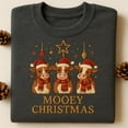 thumbnail image 1 of Embroidered Mooey Christmas Cow Sweatshirt, Cute Farm Animal Holiday Tee, Cow Lover Xmas Sweater Alternative Gift, 1 of 4