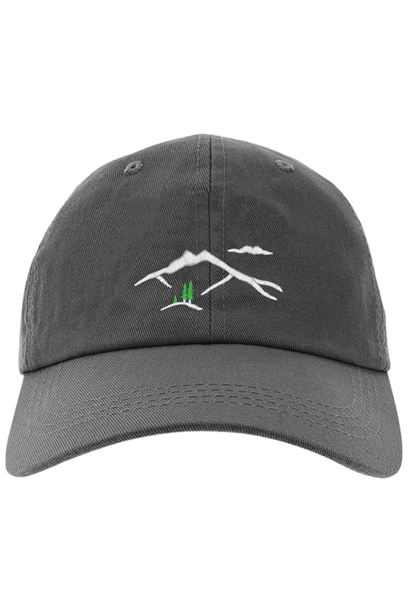 Embroidered Mountain Silhouette Logo, Adjustable Baseball Cap-EM-0041-Gray