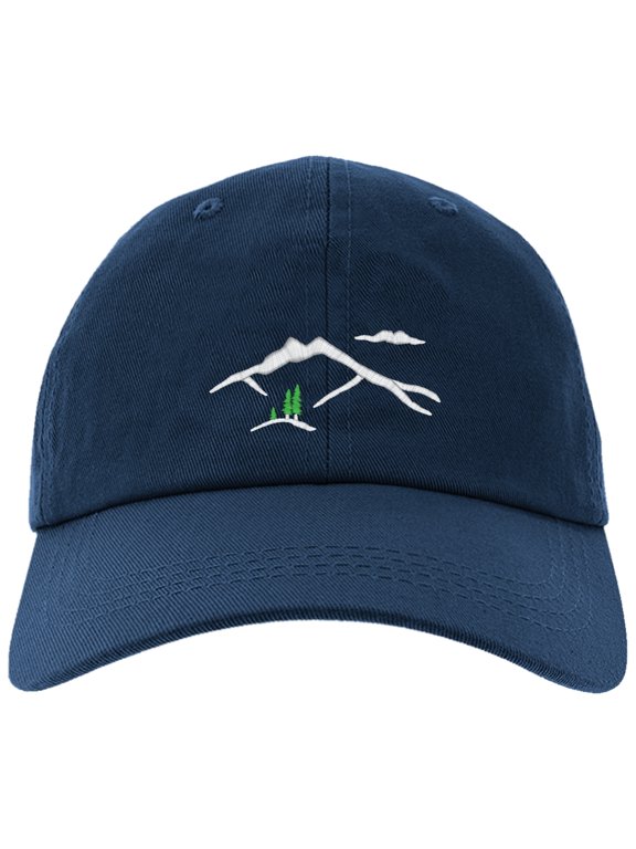 Embroidered Mountain Silhouette Logo, Adjustable Baseball Cap-EM-0041-Navy