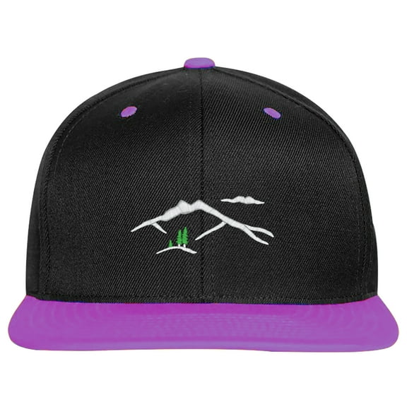 Embroidered Mountain Silhouette Logo-EM-0041-Black-Purple