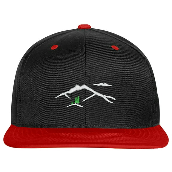 Embroidered Mountain Silhouette Logo-EM-0041-Black-Red