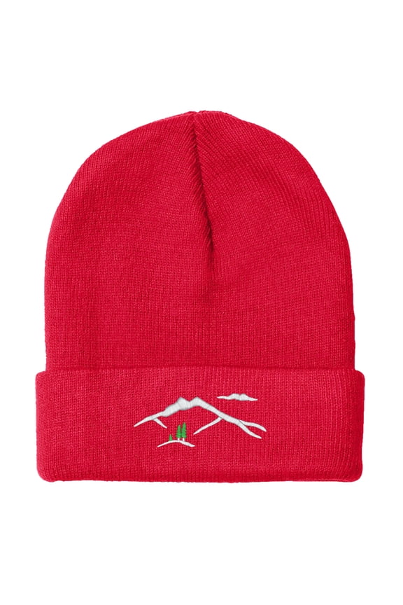 Embroidered Mountain Silhouette Logo Hat-EM-0041-Red