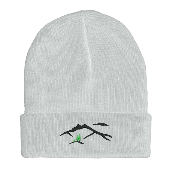 Embroidered Mountain Silhouette Logo Hat-EM-0041-White