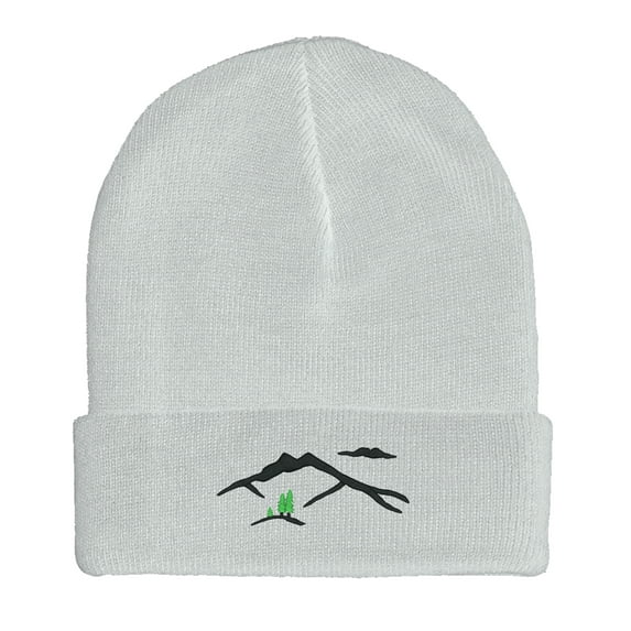 Embroidered Mountain Silhouette Logo Hat-EM-0041-White