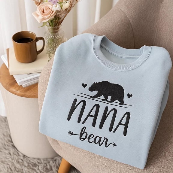 Embroidered Nana Bear Sweatshirt, Cute Grandma Crewneck, New Grandma Gift, Nana Birthday Sweater, Gift for Nana, Cozy Family Sweatshirt