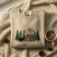 thumbnail image 1 of Embroidered Nature Sweatshirt, Forest Cabin Bear Mountain Pine Trees Crewneck, Adventure Hiking Camping Apparel Gift, 1 of 4