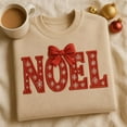 thumbnail image 1 of Embroidered Noel Sweatshirt, Merry Christmas Sweater, Festive Winter Top, Holiday Season Apparel, Cute Xmas Gift for Her, Noel Bow, 1 of 4