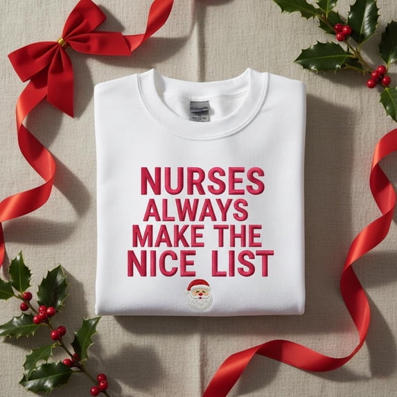 "Shine Bright Like A Call Light" Nurse Christmas Sweatshirt - Women's Crewneck Pullover, Cute Holiday Gift 3 thumbnail image