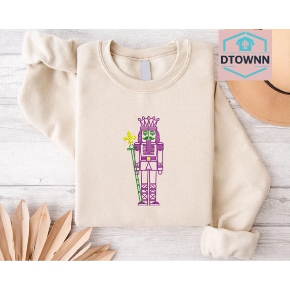 Embroidered Nutcracker Mardi Gras Sweatshirt, Embroidery Louisiana Pullover,New Orleans,Mardi Gras Celebration,Carnival,Festival Sweatshirt
