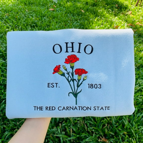 Embroidered Ohio Red Carnation State Sweatshirt