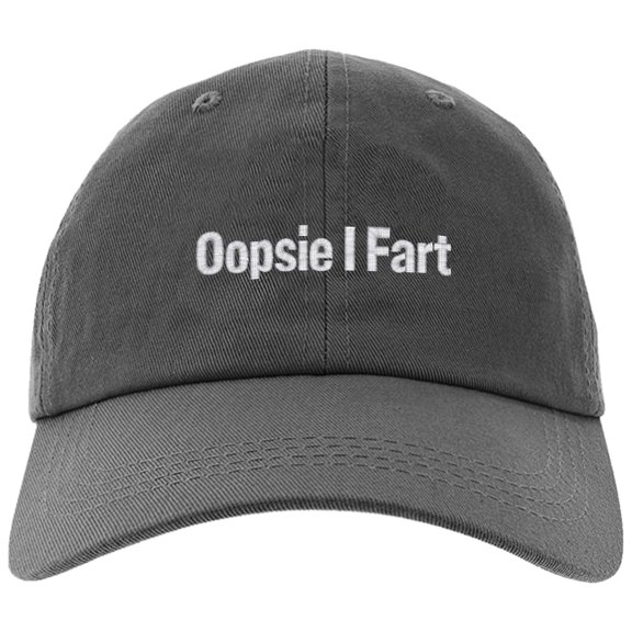 Embroidered Oopsie I Fart, Funny Saying, Adjustable Baseball Cap-EM-0051-Gray