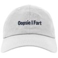 thumbnail image 1 of Embroidered Oopsie I Fart, Funny Saying, Adjustable Baseball Cap-EM-0051-White, 1 of 2
