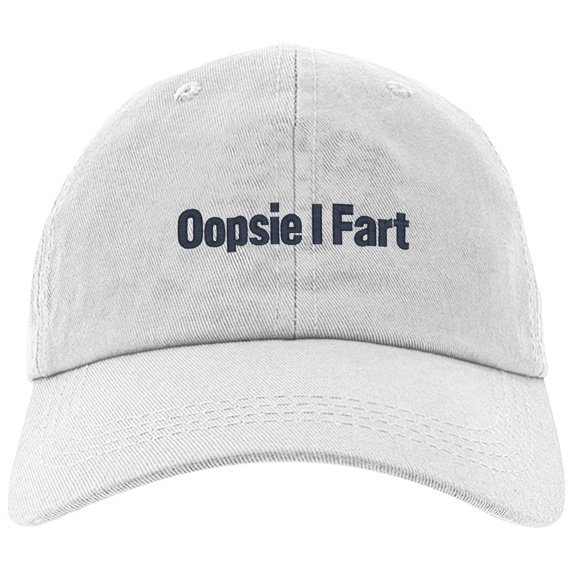 Embroidered Oopsie I Fart, Funny Saying, Adjustable Baseball Cap-EM-0051-White