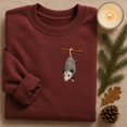 thumbnail image 1 of Embroidered Opossum Sweatshirt, Hanging Possum Sweater, Funny Wildlife Animal Tee, Opossum Lover Gift, Cute Nature Crewneck, 1 of 4