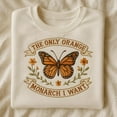 thumbnail image 1 of Embroidered Orange Monarch Butterfly, The Only Monarch I Want T-Shirt, Nature Lover Apparel, Boho Floral Garden Shirt, 1 of 4