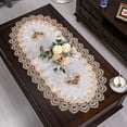 thumbnail image 1 of Embroidered Oval Lace Table Runner Doilies Floral Dresser Scarf Furniture Tablecloth Coffee Table Cover, 1 of 2