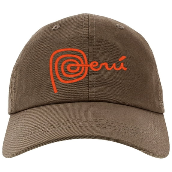 Embroidered PERU National Logo, Adjustable Baseball Cap-EM-0037-Brown