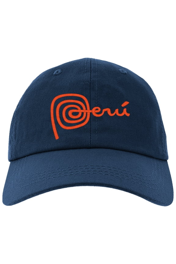 Embroidered PERU National Logo, Adjustable Baseball Cap-EM-0037-Navy