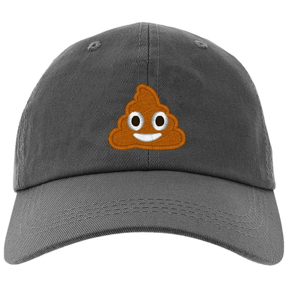 Embroidered POOP Face Text Image Logo, Adjustable Baseball Cap-EM-0035-Gray