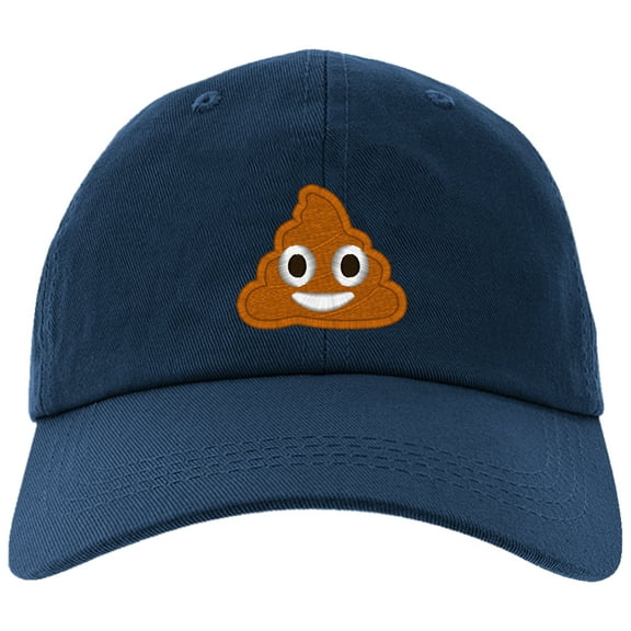 Embroidered POOP Face Text Image Logo, Adjustable Baseball Cap-EM-0035-Navy