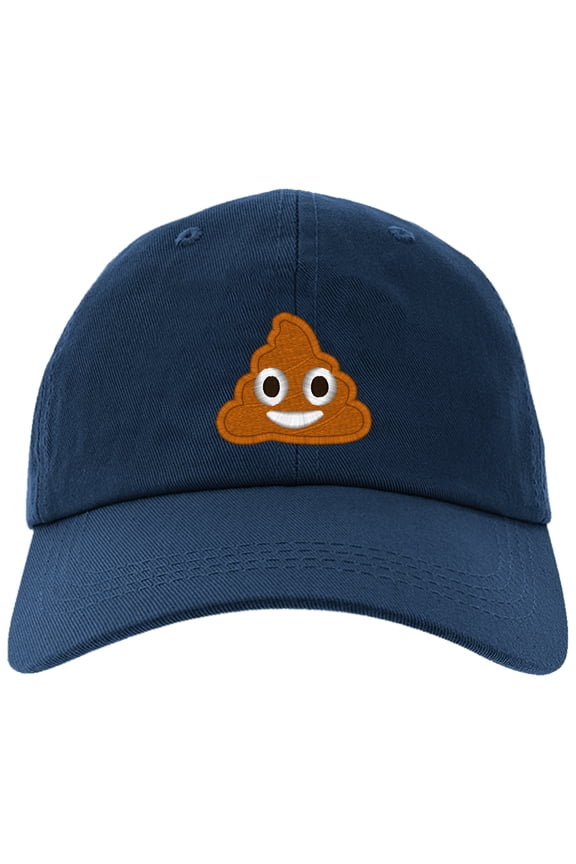 Embroidered POOP Face Text Image Logo, Adjustable Baseball Cap-EM-0035-Navy